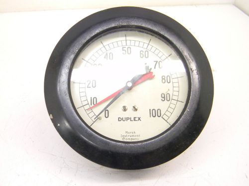 Vintage marsh instrument co. gage duplex 0-100 psi face dia. 6.25&#034; for sale