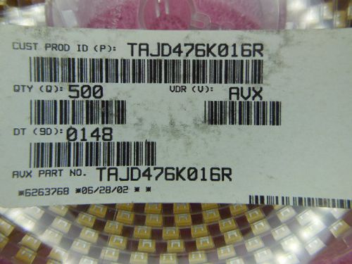 1000 PCS AVX TAJD476K016R TANTALUM CAPS