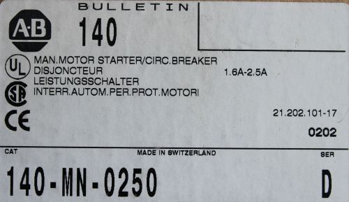 Allen Bradley AB Bulletin 140 Cat 140-MN-0250