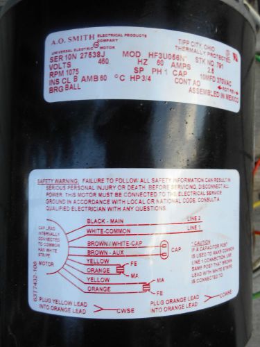 AO Smith electric motor 3/4 hp Model HF3U056N