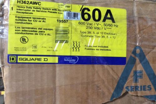 SQUARE D H362AWC 60 AMP 600 VOLT HD DISCONNECT SWITCH