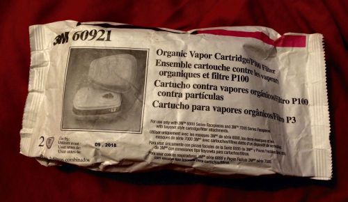 ONE PACK of 2 FILTERS 3M 60921 ORGANIC VAPOR CARTRIDGE P100 RESPIRATOR See Pic