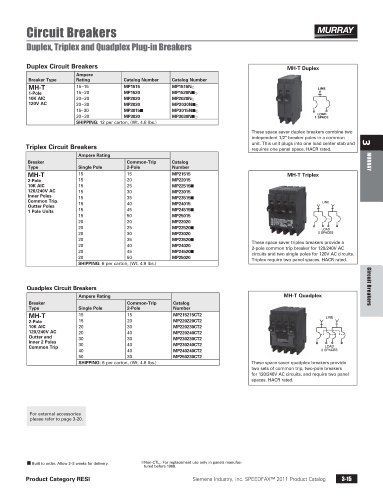 Murray mp2020 two 20-amp single pole 120-volt circuit breaker for sale