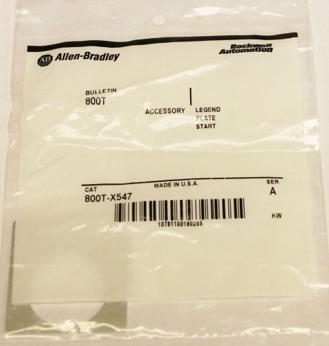 ALLEN BRADLEY START Legend Plate 800T X547