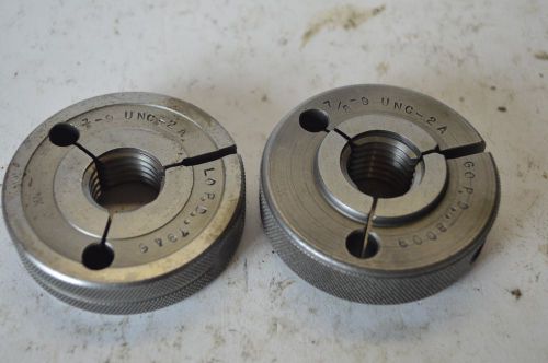 2x VK Thread Ring Gages 7/8-9&#034; UNC-2A NO GO LO PD .7946 GO PD .8009