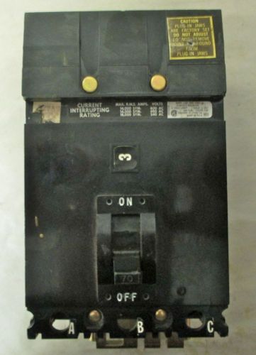 SQUARE D - 70 AMP CIRCUIT BREAKER - 3 POLE - 600 VOLT - CAT. #FA36070 *TESTED*