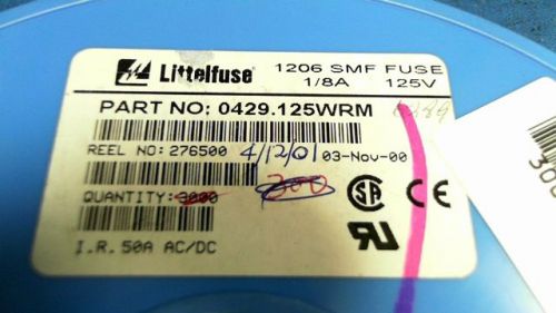 120-PCS 63V 1.25A FAST 1206 LTTLFUSE 04291.25WRM 0429125 0429125WRM