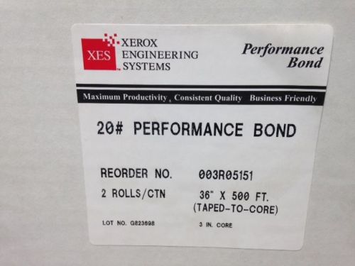 Xerox Performance Bond Paper 003R05148 36&#034;x500&#039;  for Engineering Copier 2 Rolls