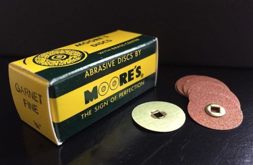 Moore&#039;s Discs Brass Center ~ 3/4&#034; Abrasive Sanding Garnet Fine [Box of 50] NEW