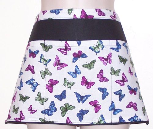 6379 Hand Made SERVER WAITRESS waist APRON MULTICOLOR BUTTERFLY