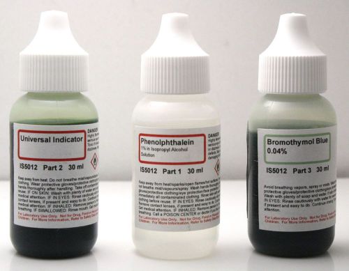 pH Indicator Set w/Phenolphthalein, Bromothymol Blue, and Universal Indicator