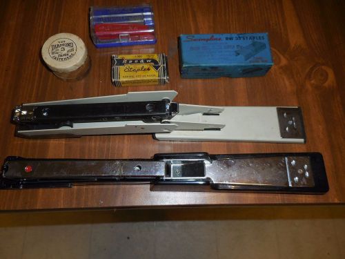 Vintage red mini &#034; Tot 50 &#034; stapler by Swingline &amp; two more staplers all 1 bid