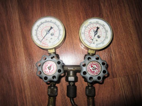 VINTAGE MARSH REFRIGERATION GAUGE SET WITH HOSES