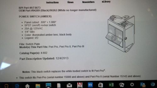 Rpi #ats673 power switch amber for dental film processor air techniques peri-pro for sale