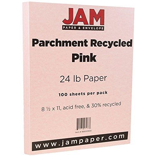 JAM Paper? 8 1/2 x 11 Paper - 24 lb Pink Ice Parchment Paper - Recycled - 100