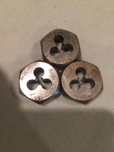 (3) 10-32 NF HANSON HEX DIE HIGH CARBON STEEL 3 PCS (3)