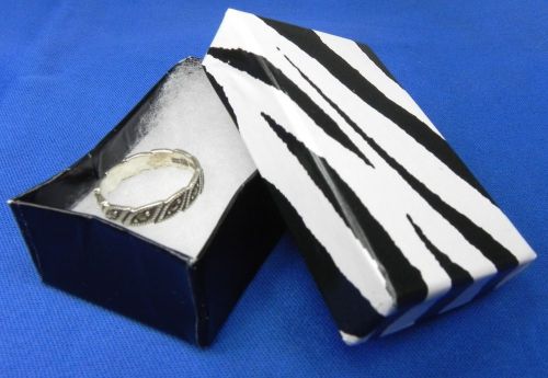 100 zebra print cotton filled gift boxes 2-5/8&#034; x 1-1/2&#034; jewelry charm ring box for sale