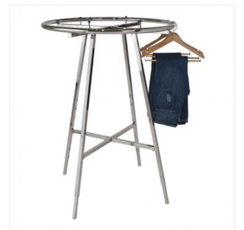 2  Chrome Round Clothing Rack with Dark Walnut Wood Topper