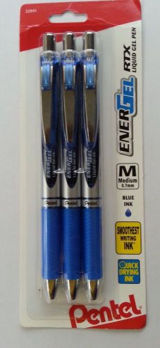 30  Pentel Energel  Liquid Gel Pens Retractable Blue Ink Medium 0.7mm #BL77