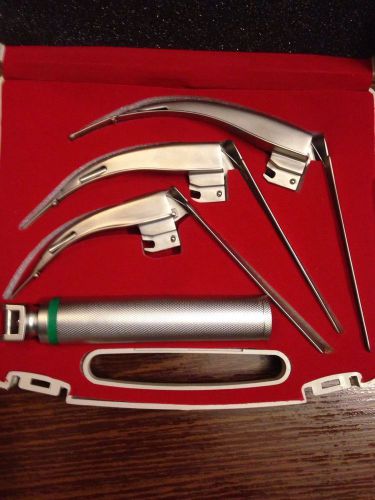 MCCOY FLEXI-TIP FIBEROPTIC LED Laryngoscope SET- BLADE # 2 &amp;3 &amp;4 MEDIUM HANDLE