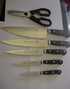 WUSTHOF KNIVES CUTLERY 6 PC LOT LE CORDON BLEU 5 KNIVES &amp; PAIR SCISSORS