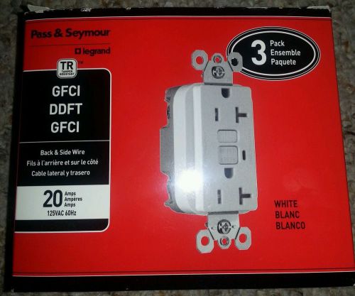 NEW Pass &amp; Seymour 2095TRW3PKCC4 Gfci Receptacle 20Amp 120volt 3 pack