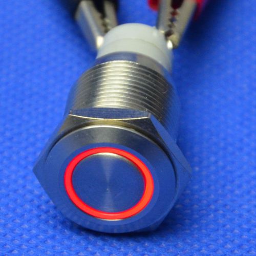 waterproof 16mm red led circle momentary push button switch flat head Angel Eye