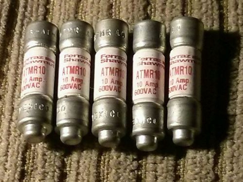 Lot of 5 midget GOULD SHAWMUT ATMR10 ATMR 10   CLASS CC FUSE 10 AMPS 10A 600 V