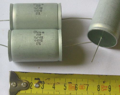 10 uF 250 V Russian USSR  PETP Capacitors K73-16. Lot of 8. New