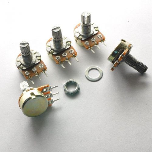 10PCS B500K? Linear Taper Rotary Potentiometer Panel Pot 15mm Shaft Nuts Washers