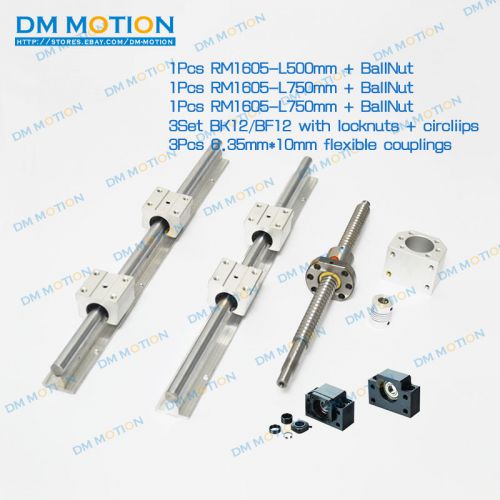 3 lead screws ballscrews rm1605 with ballnuts +3set bk/bf12 + 3 couplings for sale