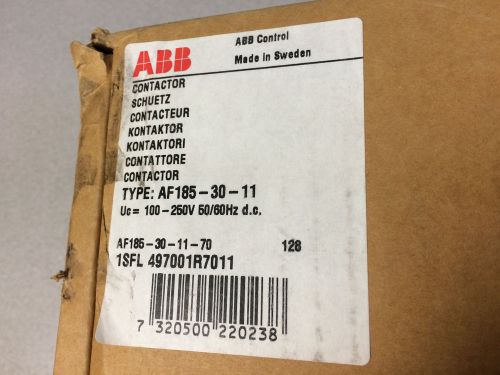 Abb af185-30-11-70 185a 60hp @ 230v 125hp @ 480v 100-250vdc coil *new in box!* for sale