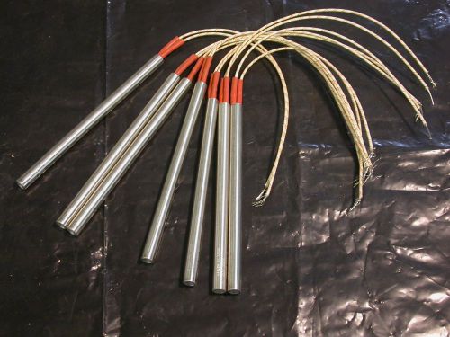 SEVEN Watlow Firerods, 1000w., 240v., 8&#034;x 0.5&#034;, #044809J8A60-L12, 13&#034; leads, sst