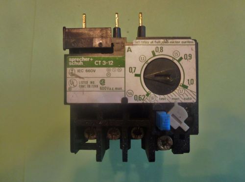 SPRECHER &amp; SCHUH OVERLOAD RELAY CT 3-12:  .62 - 1A 660V    { CT 3-12 }