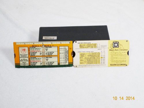 Vintage 1964 Square D &amp; Bulldog 40&#034;s 3 Phase MOTOR DATA CALCULATOR Sliding Cards