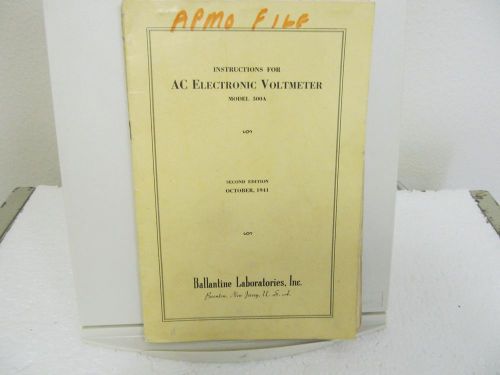 Ballantine 300A AC Electronic Voltmeter Instruction Manual w/schematics