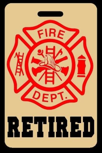 Tan retired firefighter luggage/gear bag tag - free personalization for sale