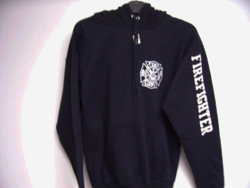 FIREFIGHTER HOODED SWEATSHIRT FIRE DEPT MALTESE CROSS DK NAVY size S SMALL