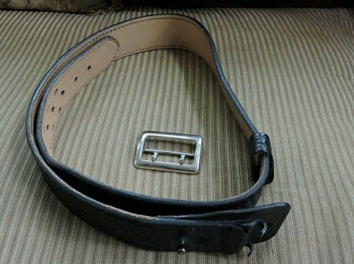 BLACK LEATHER Police Duty Belt 42&#034; basket weave Leather Smith &amp; Wesson