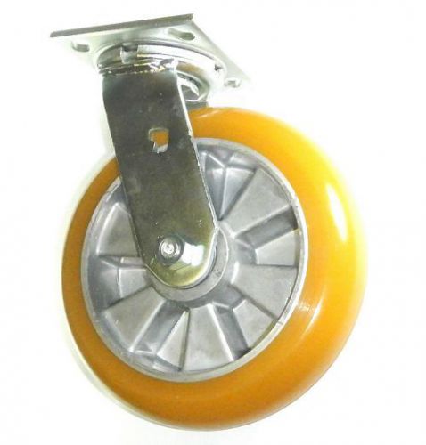 Heavy duty swivel caster with polyurethane on aluminum 8&#034; x 2&#034; 1200# capacity for sale