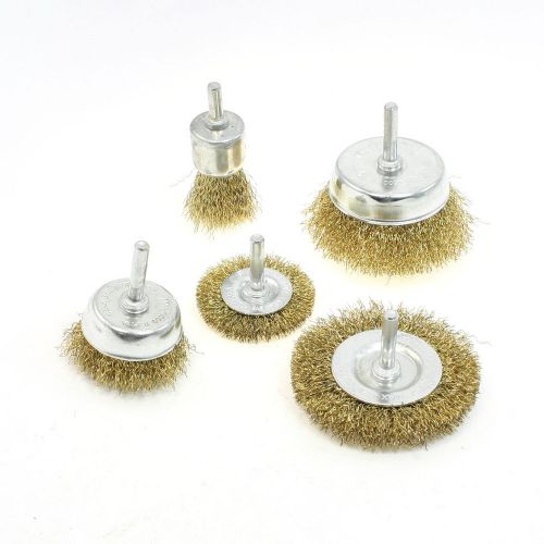 0.24&#034; 6mm Dia Shank Brass Coated Wire Wheel Polishing Brush 5 Pcs