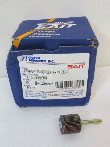 Sait / United Abrasives 70011, 1&#034; x 1&#034; x 1/4&#034; Straight Mandrel Flap Wheels 10 ea