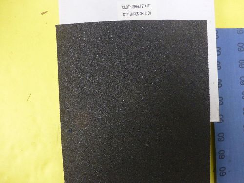 ABRASIVE CLOTH SHEET 9x11 60GR ALUM OXIDE BLUE BACK NEW REAM / 50 SHEETS $12.51