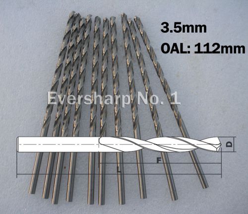 Lot New 10 pcs Straight Shank HSS(M2) Twist drills Bits 3.5mm Long Jobber Drills