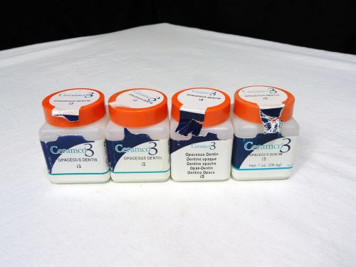 Ceramco 3 Dentin i3 Opaceous, 4 x 1oz Bottle 97g 3.46oz Porcelain LOT OF 4