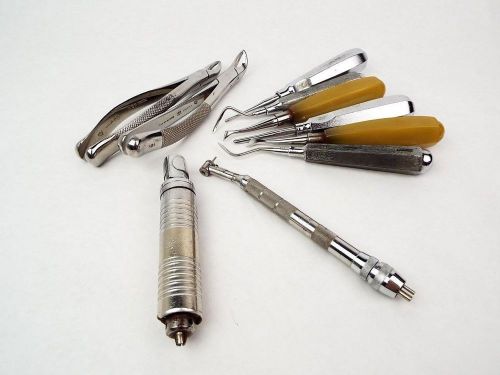 Lot of Assorted Dental Instruments - Elevators, Forceps, 3-Hole Handpiece, etc.