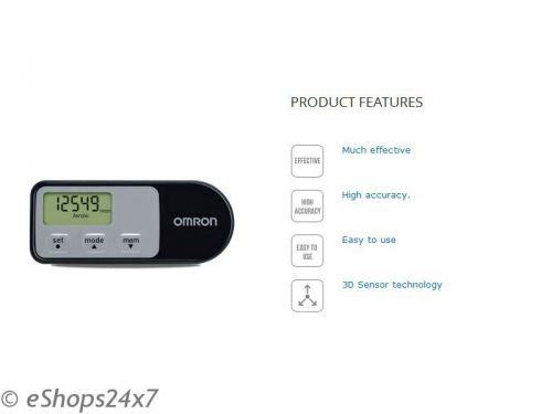 Omron Black HJ-321 Tri-Axis Aerobic Pedometer With Calories Burned @ eShops24x7