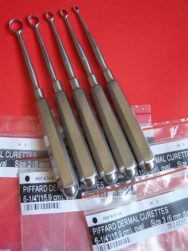 Piffard Dermal Curette 6-1/4&#034;, oval Set of 5 Surgical Dermal Instrument