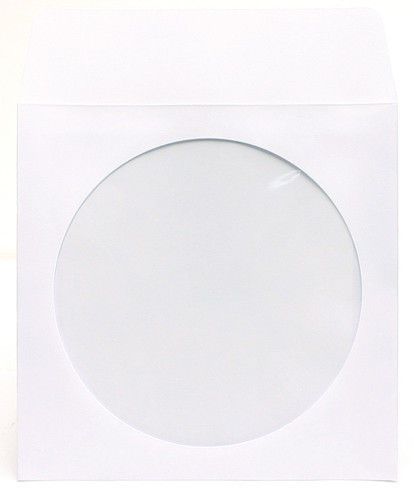 100 CD DVD Paper Sleeve Envelope Clear Window Flap