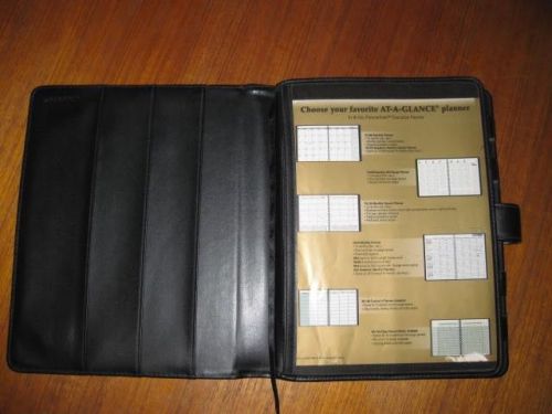 At-a-glance plannerfolio executive planner black faux leather excellent for sale